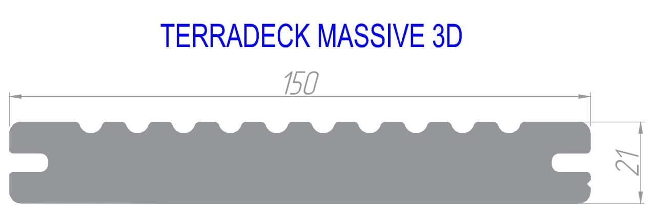 Террасная доска ДПК полнотелая TERRADECK MASSIVE 3.0 карамель (сторона А)
